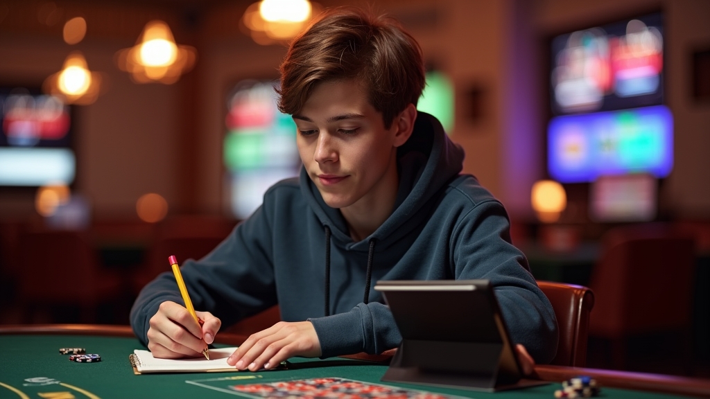 Beginner player studying casino bonus strategies with confidence