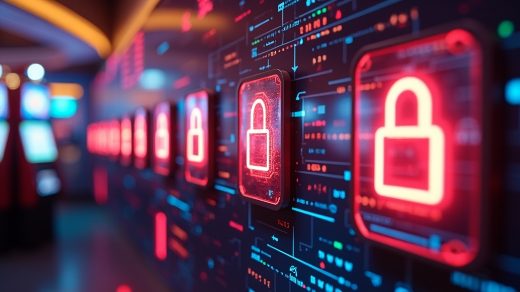 Digital locks symbolizing security in a casino setting