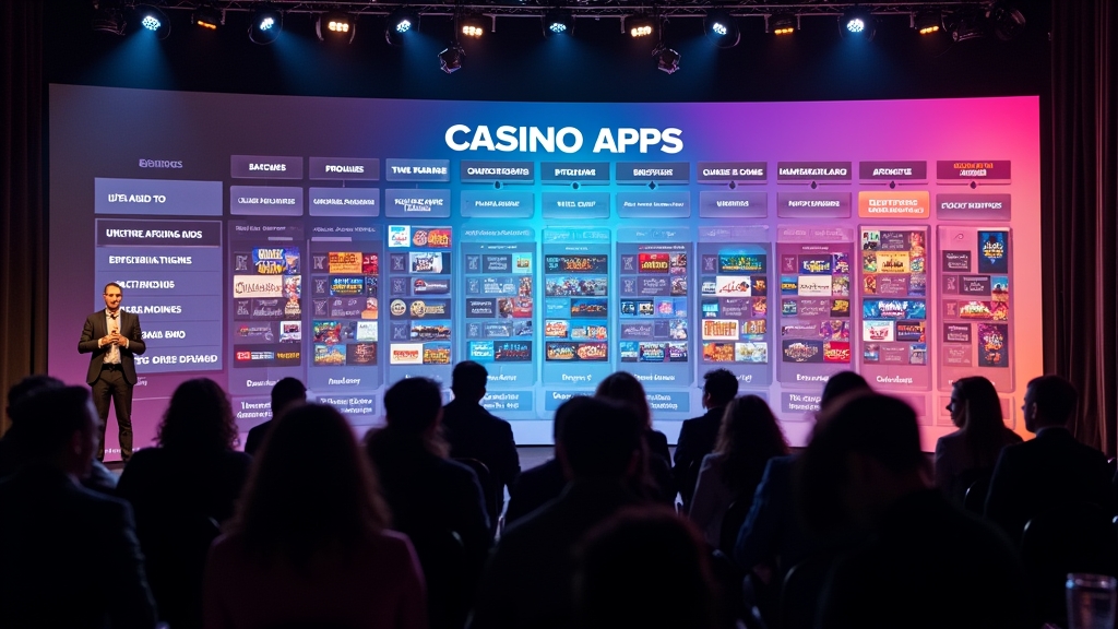 Comparison table of casino app features on a screen